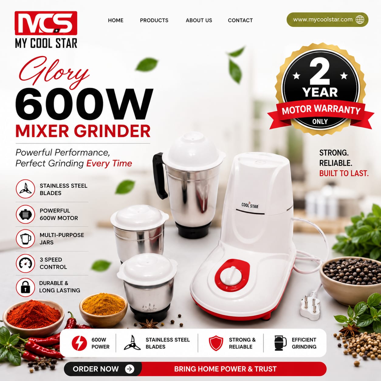 Glory 600W Mixer Grinder - Image 2