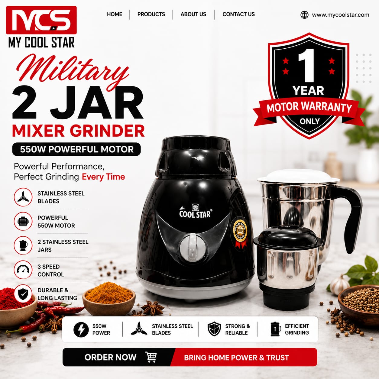 Military 2 JAR Mixer Grinder - Image 2