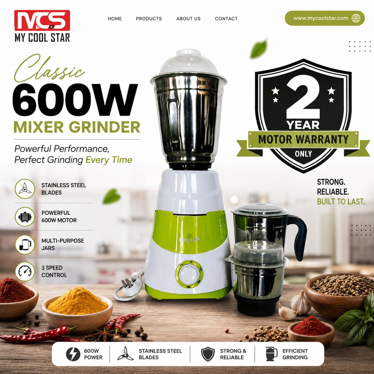 Classic 600W Mixer Grinder - Image 2